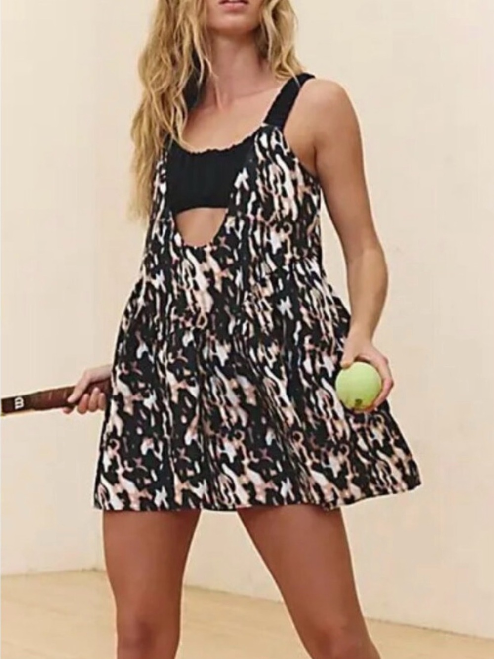 Free People Movement One Two Punch Tortoise Shell Print Billowy Active Dress L